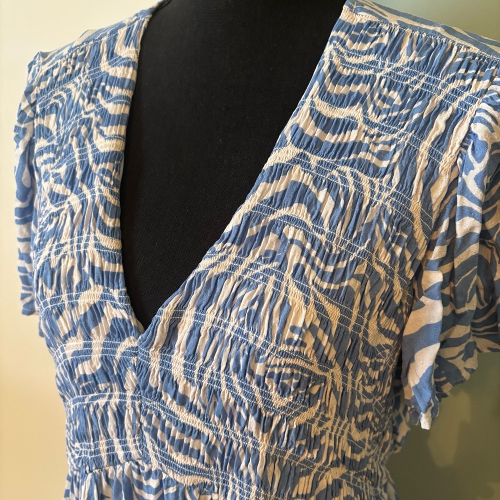 Blue and White Patterned Maxi Dress size XL - Picture 3 of 10